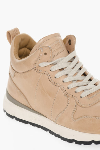 Leather JOGGER High-Top Sneakers with Contrast Laces
