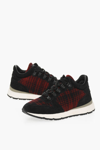 Wool Buffalo Checked JOGGER Low-Top Sneakers with Suede Details