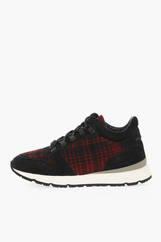 Wool Buffalo Checked JOGGER Low-Top Sneakers with Suede Details