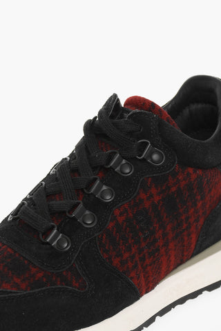 Wool Buffalo Checked JOGGER Low-Top Sneakers with Suede Details