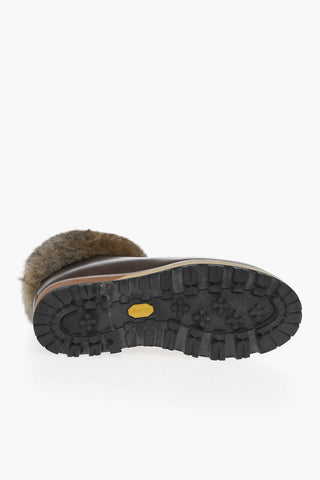 Leather Hiking Boots with Real Fur Detail