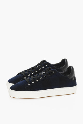 Two-Tone Wool Low Top Sneakers with Leather Trims