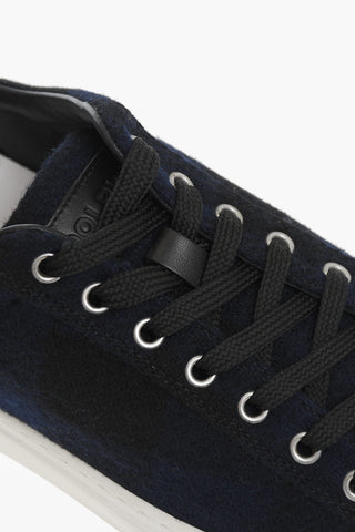 Two-Tone Wool Low Top Sneakers with Leather Trims