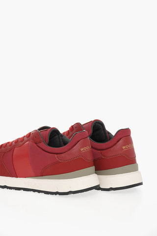 Sneakers in Pelle e Tessuto con Logo Stampato