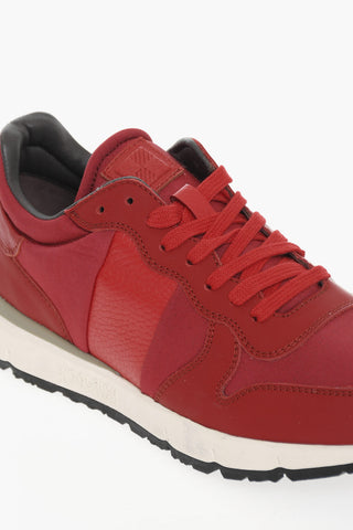 Sneakers in Pelle e Tessuto con Logo Stampato