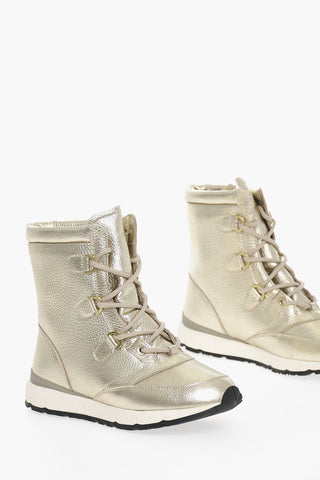 Metallic Leather Snow Boots