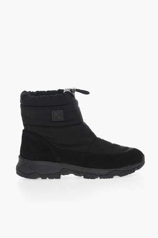 Solid Color Snow Boots with Suede Trims