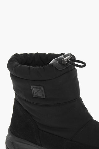 Solid Color Snow Boots with Suede Trims