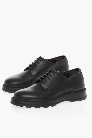 Solid Color Leather Derby Shoes