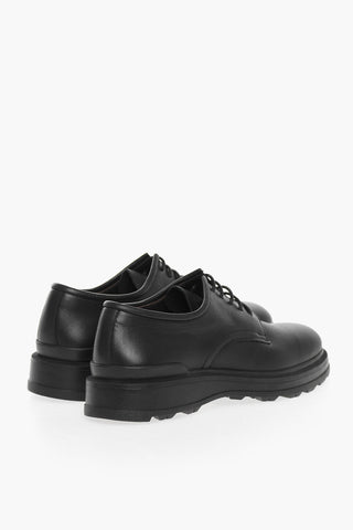 Solid Color Leather Derby Shoes