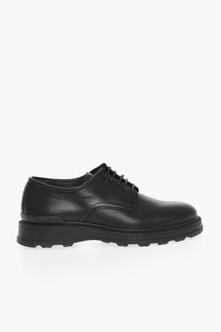 Solid Color Leather Derby Shoes