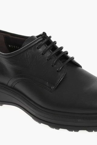Solid Color Leather Derby Shoes