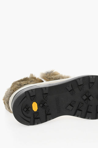 Textured Leather High-Top Sneakers with Real Fur Details