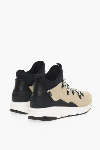 2 in 1 Suede High Sneakers with Technical Fabric Details