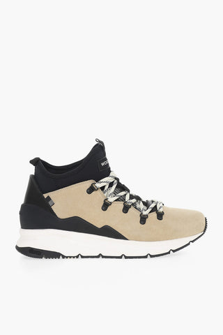 2 in 1 Suede High Sneakers with Technical Fabric Details