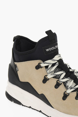 2 in 1 Suede High Sneakers with Technical Fabric Details