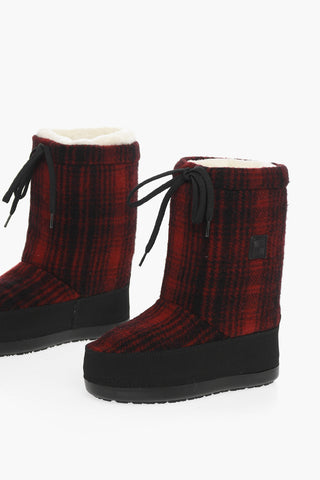 Wool Buffalo Checked ARCTIC SNOW Boots with Nabuk Details