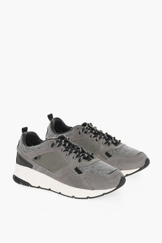 Suede and Fabric TRAIL RUNNER Sneakers with Two-Tone Laces