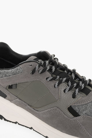 Suede and Fabric TRAIL RUNNER Sneakers with Two-Tone Laces