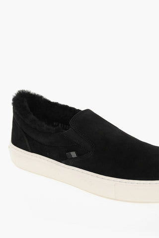 Solid Color Suede Slip On Sneakers