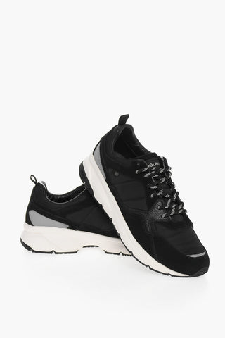 Fabric and Suede TRAIL RUNNER Low-Top Sneakers with Two-Tone Laces