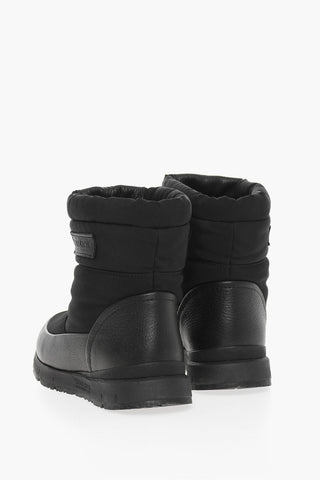 Solid Color Snow Boots with Leather Trims