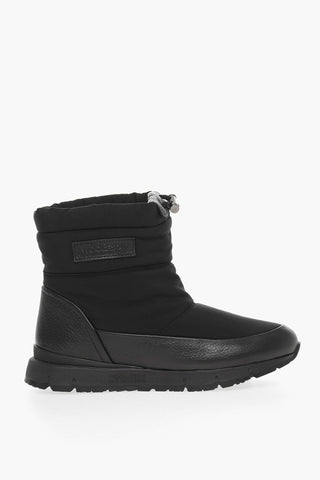 Solid Color Snow Boots with Leather Trims