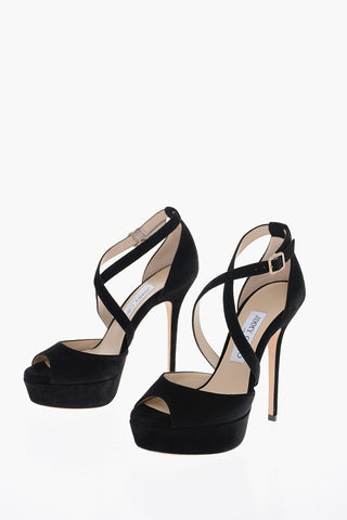 Suede JENIQUE Platform Sandals with Criss Cross Straps 13cm