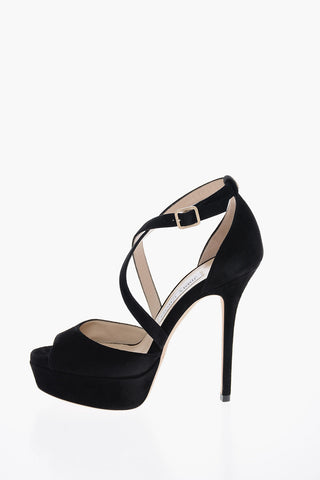 Suede JENIQUE Platform Sandals with Criss Cross Straps 13cm