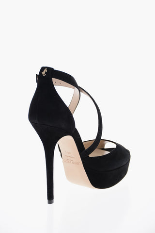 Suede JENIQUE Platform Sandals with Criss Cross Straps 13cm