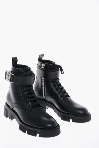Inner Zip COMBAT Leather Ankle Booties