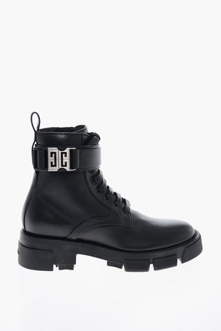 Inner Zip COMBAT Leather Ankle Booties