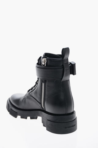 Inner Zip COMBAT Leather Ankle Booties