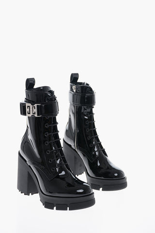 Patent Leather TERRA Combat Booties with Rubber Heel 11cm