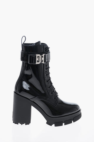 Patent Leather TERRA Combat Booties with Rubber Heel 11cm