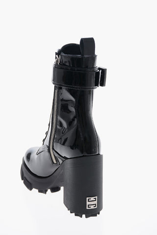 Patent Leather TERRA Combat Booties with Rubber Heel 11cm