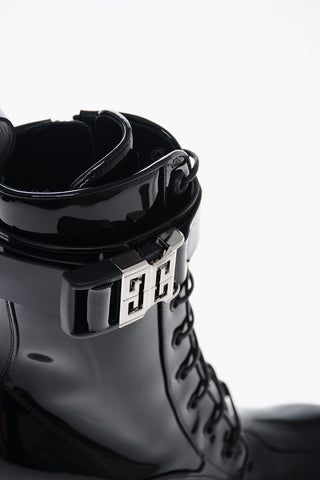 Patent Leather TERRA Combat Booties with Rubber Heel 11cm