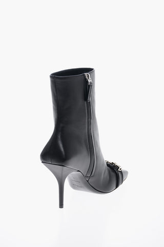 Squared Toe CHAIN Leather Booties 9cm