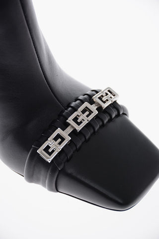 Squared Toe CHAIN Leather Booties 9cm