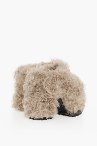 Chunky Sole Shearling Mules Heel 13 cm