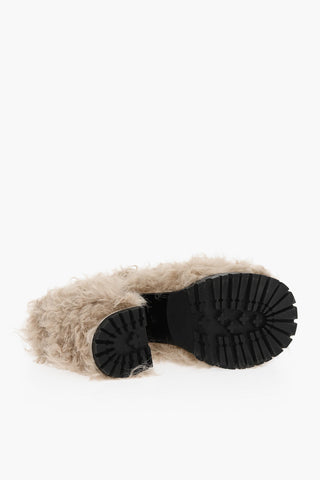 Chunky Sole Shearling Mules Heel 13 cm
