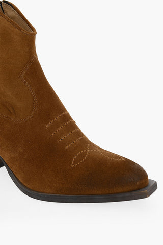 Suede Leather Texan Boots Heel 7 cm