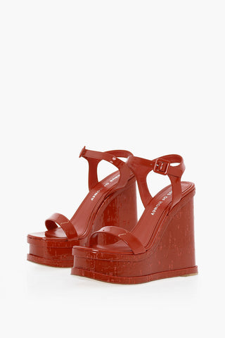 Patent Leather Sandals With Wedge 15 cm