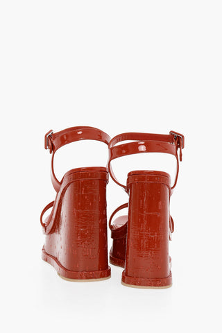 Patent Leather Sandals With Wedge 15 cm