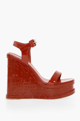 Patent Leather Sandals With Wedge 15 cm