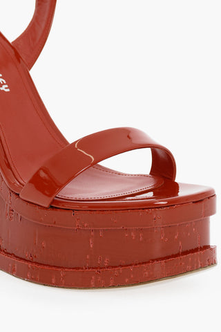 Patent Leather Sandals With Wedge 15 cm