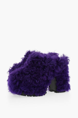 Sabot In Shearling Con Suola Chunky Tacco 13 cm
