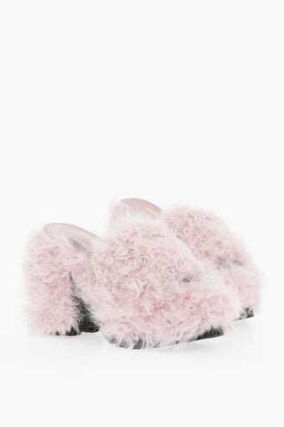 Chunky Sole Shearling Mules Heel 13 cm