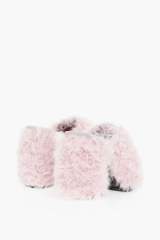 Chunky Sole Shearling Mules Heel 13 cm