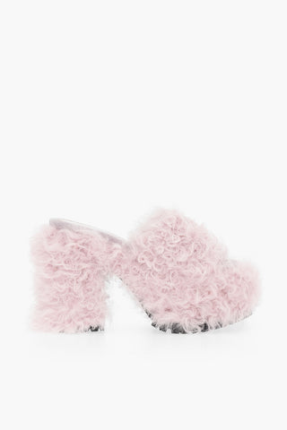 Chunky Sole Shearling Mules Heel 13 cm